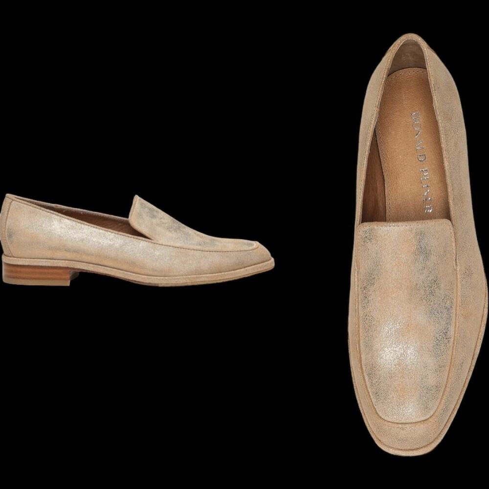 EUC $278 Donald Pliner Tamryn Honey Suede Metallic Driving Airport Loafer Sz 7.5